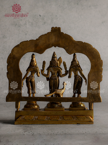 Murugan with Valli & Devasena Idol – Lord Murugan Family Statue for Home Temple