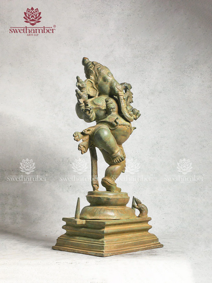 Brass Energetic Dancing Ganesha Sculpture Large Statue