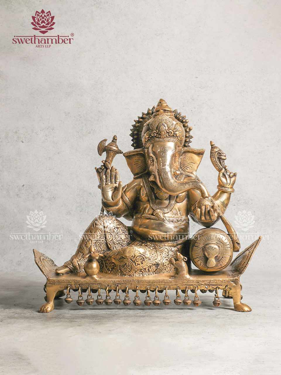 Unique Brass Diwan Ganesha Statue