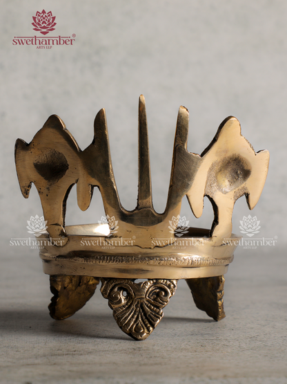 Shank Chakra Deepa | Brass Conch & Sudarshan Chakra Oil Lamp for Pooja & Home Temple