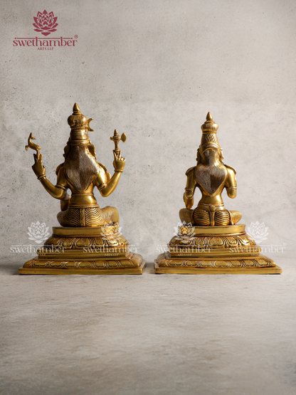 Shiv Parvati Sitting Brass Idol | Divine Shiva Parvati Murti for Home & Temple