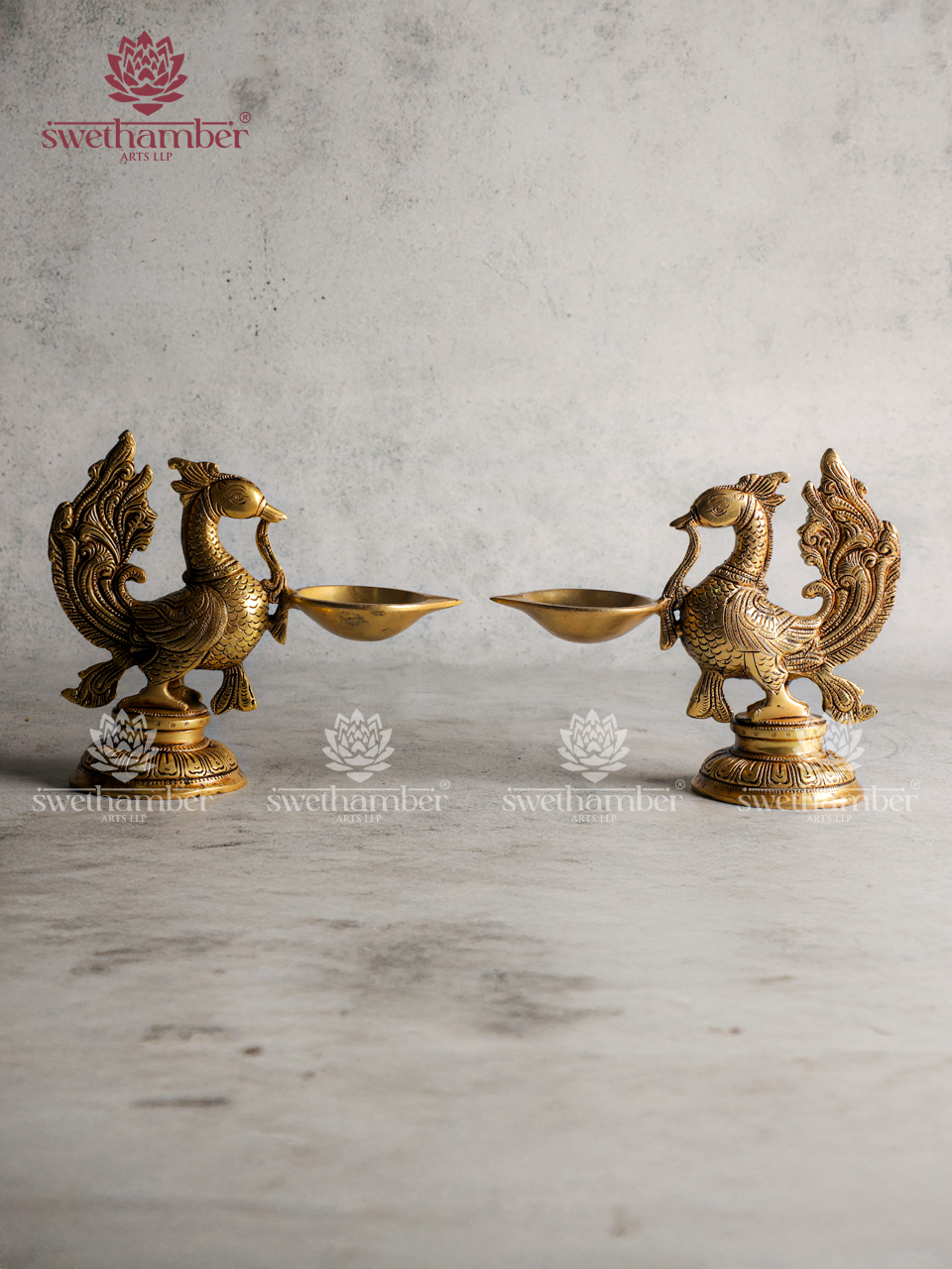 Decorative Peacock Deepa Lamp Set