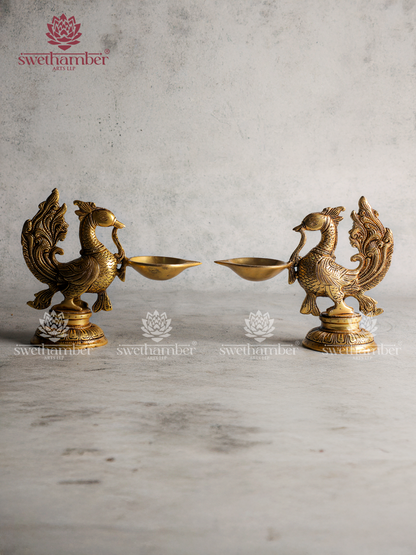 Decorative Peacock Deepa Lamp Set