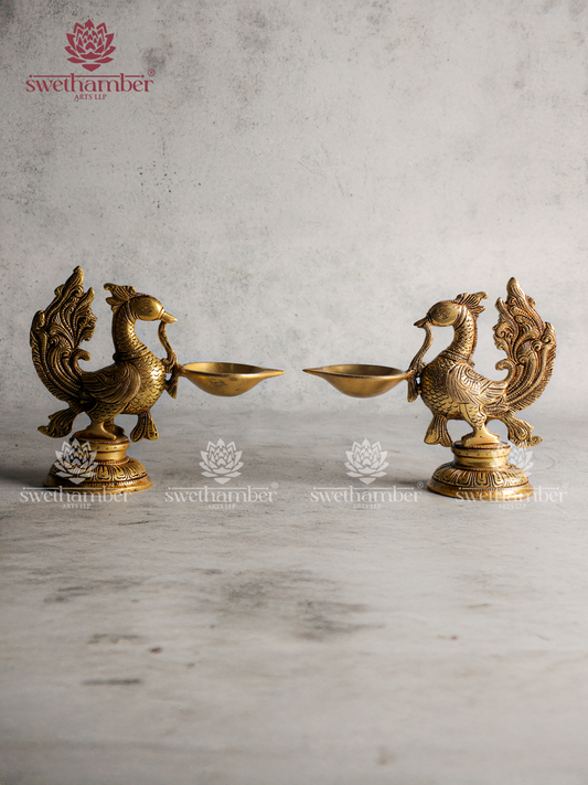 Decorative Peacock Deepa Lamp Set