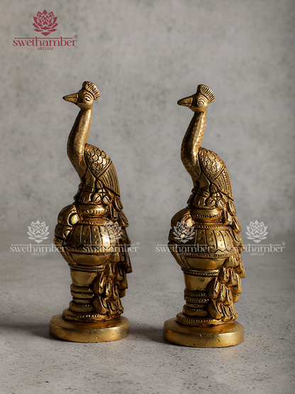 Brass Peacock Couple Decorative Set – Auspicious Home Accent