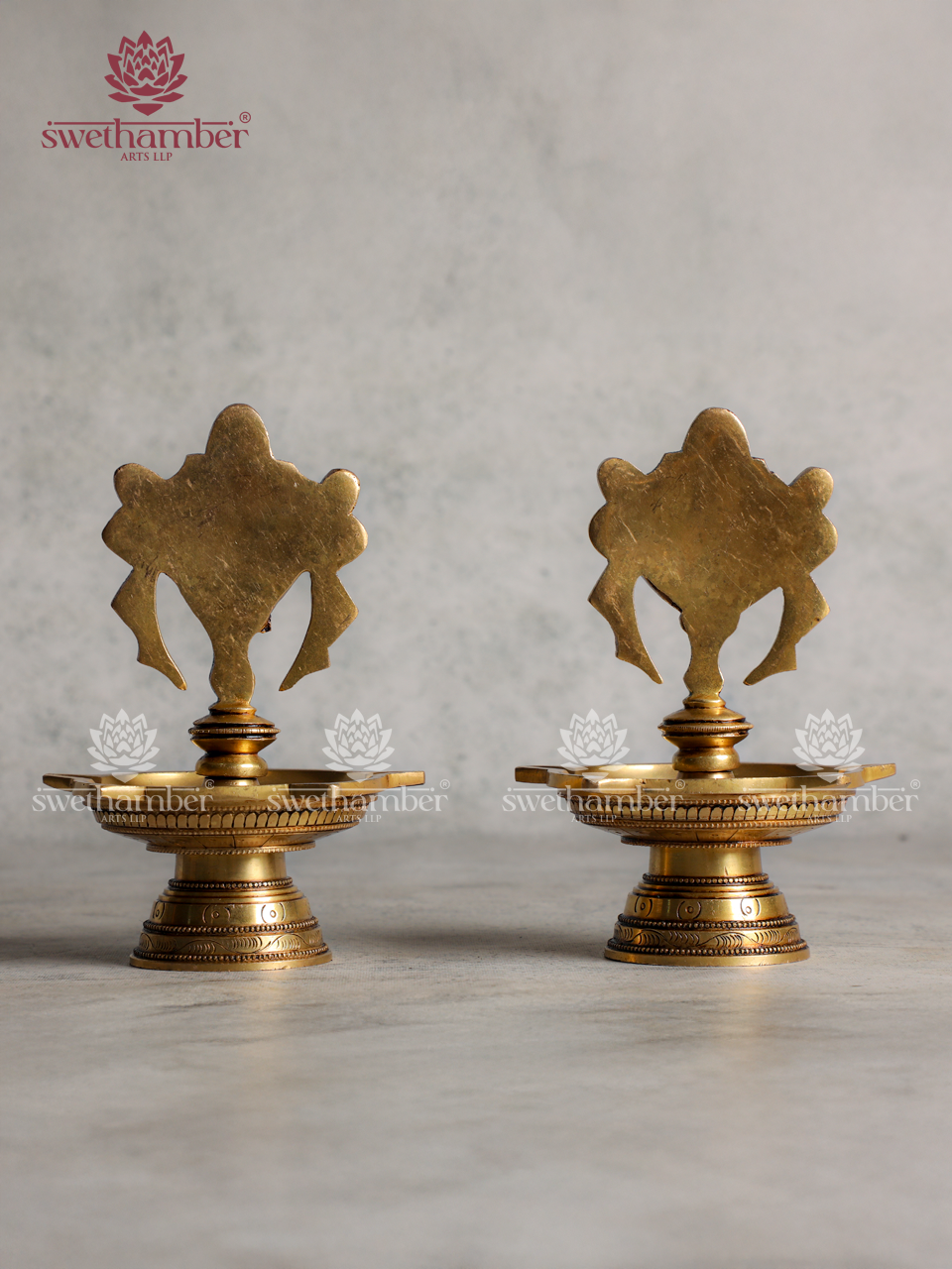 Brass Shank Chakra Lamp Set  – Sacred Oil Deepa for Pooja, Vastu & Home Décor