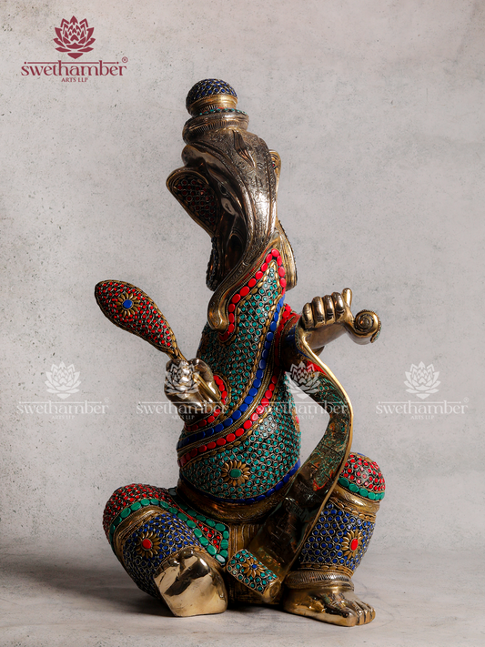 Brass Modern Ganesha Writing Statue