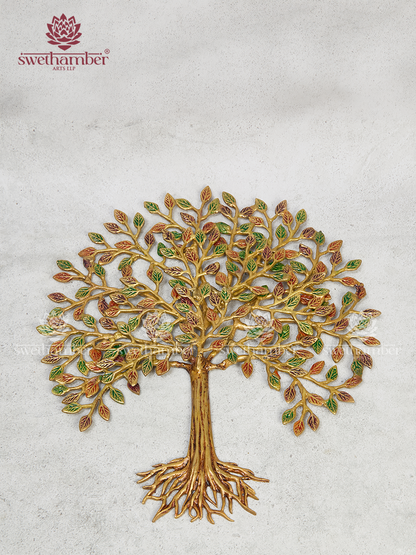 Brass Kalpavriksha Tree Wall Hanging | Lucky Tree of Life Decor