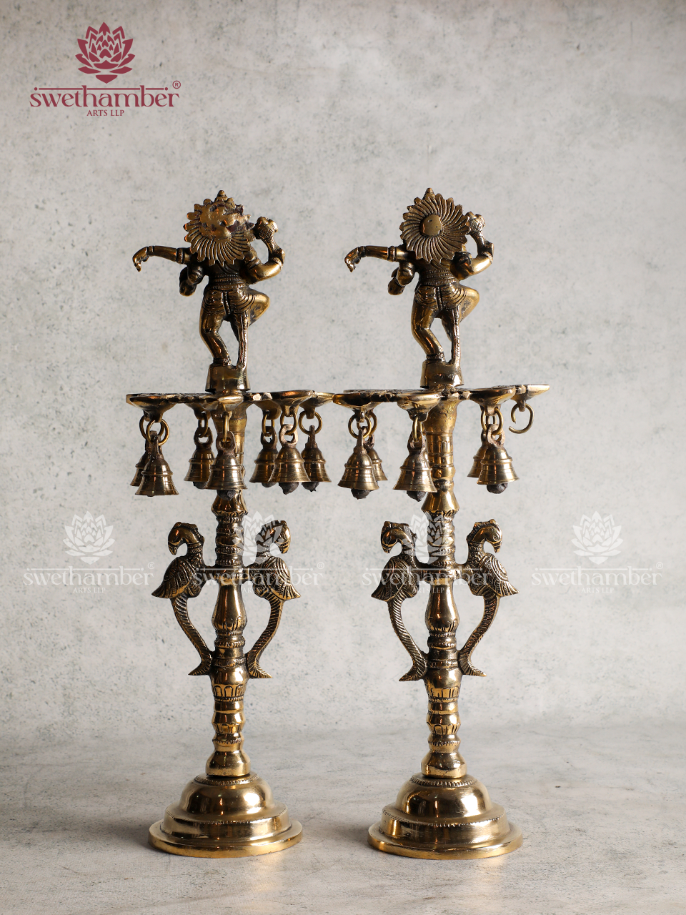Brass Dancing Ganesha Lamp Set| Nritya Ganapati Deepa for Home Pooja, Vastu & Decor