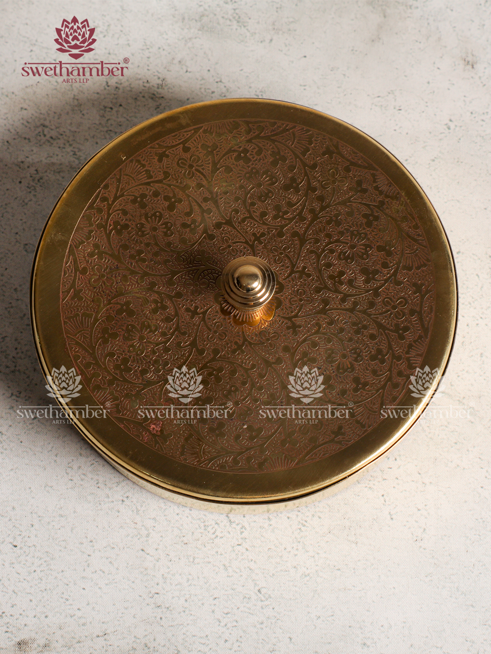 Traditional Brass Masala Box with Lid – Indian Spice Storage Box