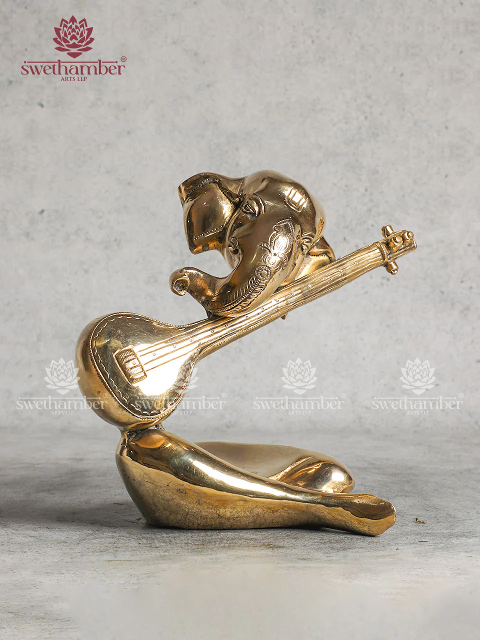 Modern Brass Veena Ganesha For Home Decor