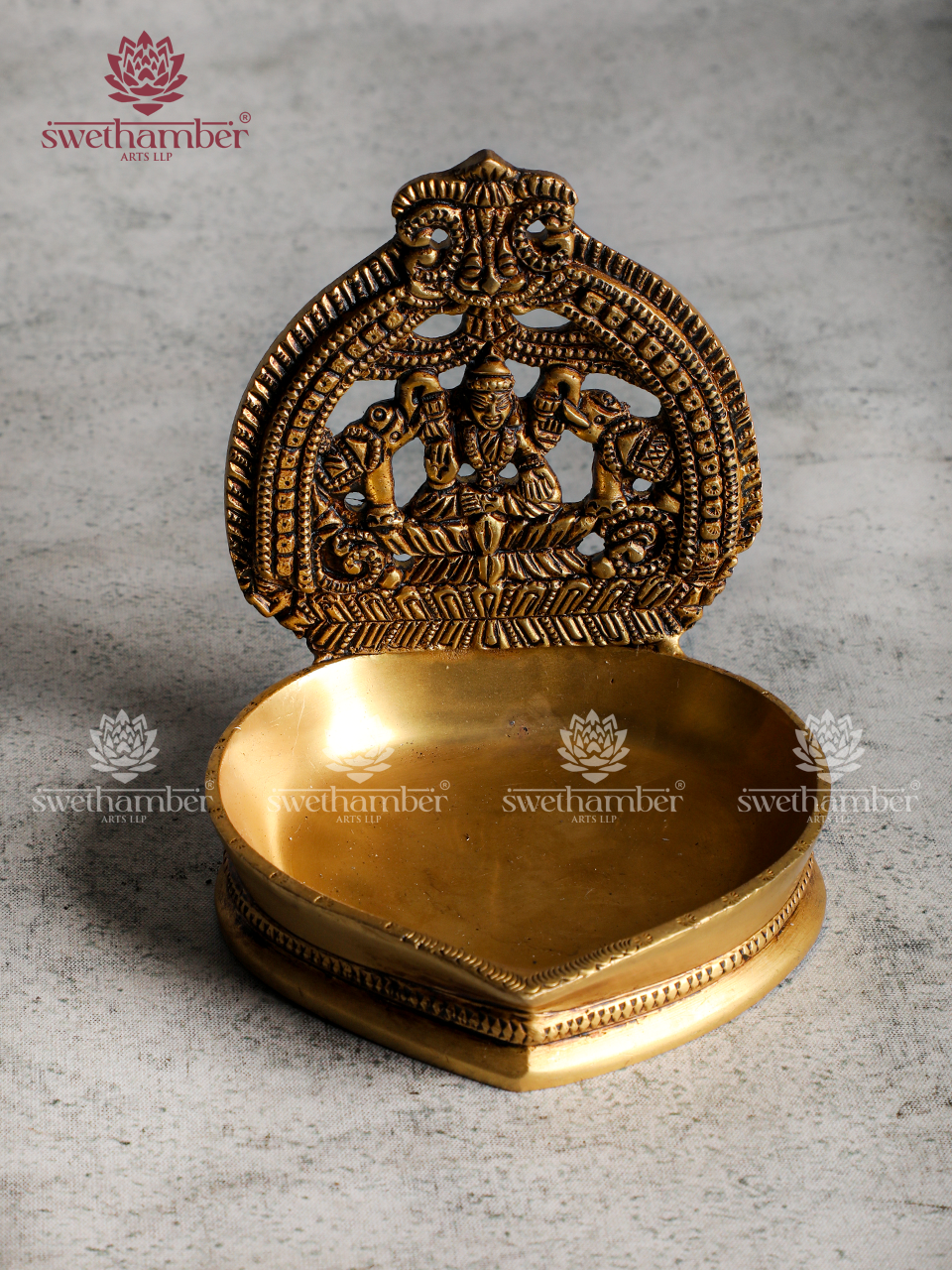 Brass Gaj Lakshmi Deepa– Designer Oil Lamp for Pooja, Vastu & Home Décor