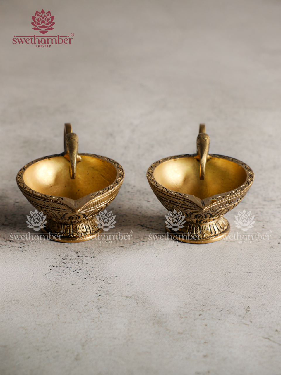 Brass Small Deepa set with Elephant Face Handle | Traditional Oil Deepa