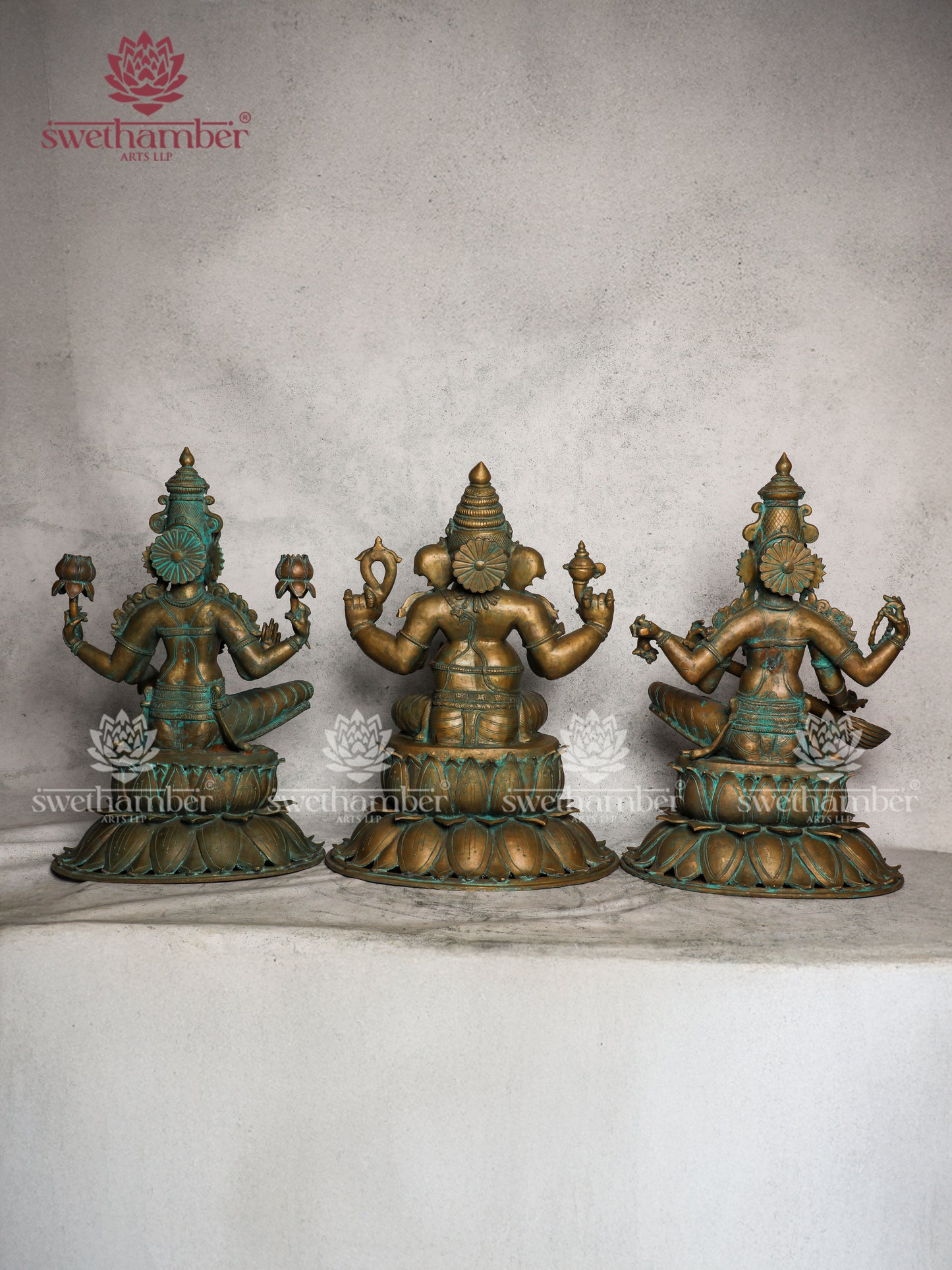 Bronze Ganesh laxmi Saraswati Statue