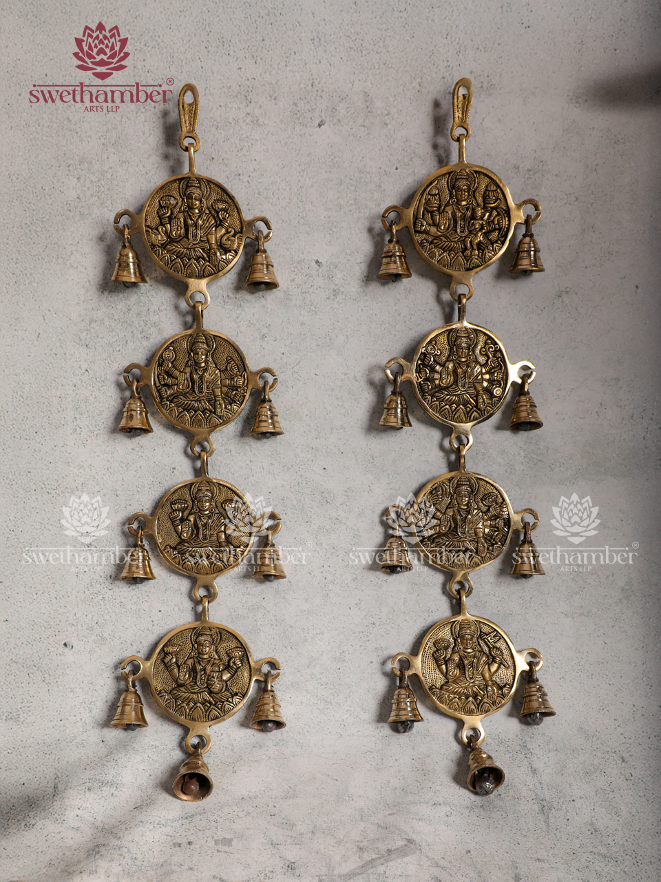 Brass Ashta Lakshmi Wall Hanging with Antique Finish