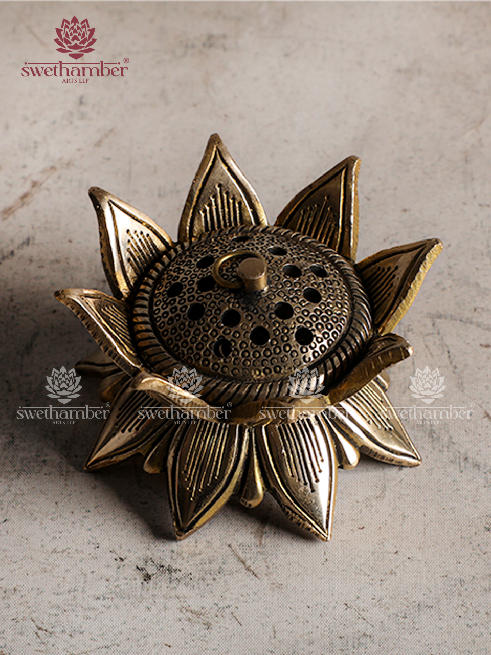 Antique Finish Brass Flower Dhoop Dhani