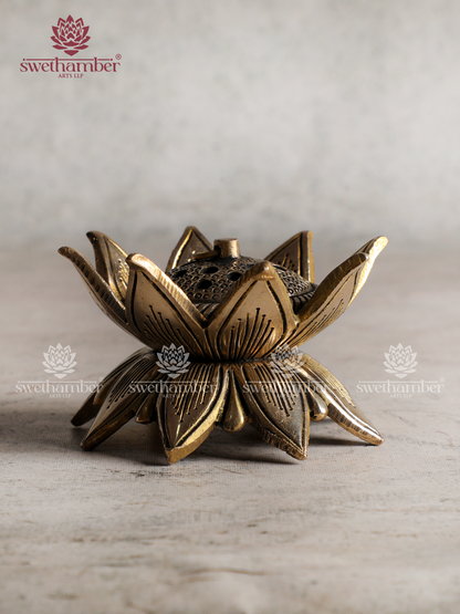 Antique Finish Brass Flower Dhoop Dhani