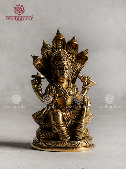 Lord Vishnu Seated Brass Idol | Blessings of Peace & Protection