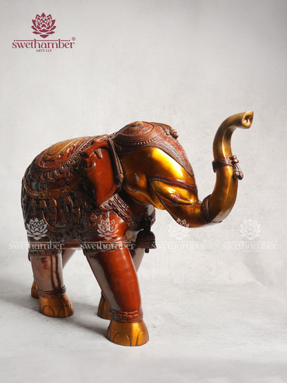 Brass Elephant In Copper & Gold Finish 21"