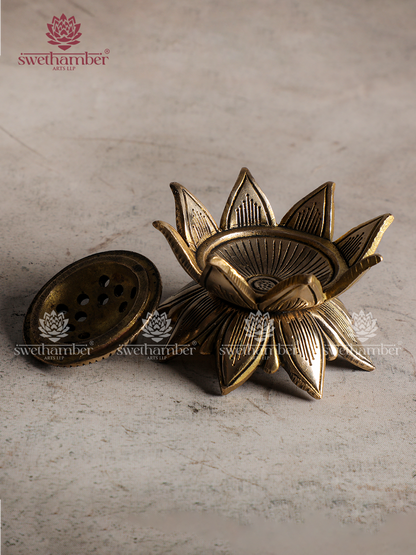 Antique Finish Brass Flower Dhoop Dhani