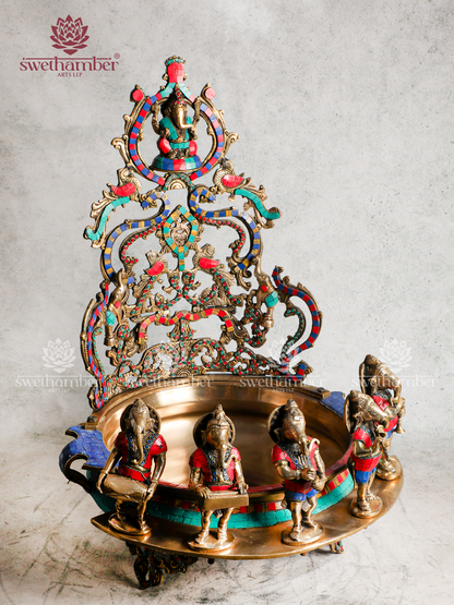 Auspicious Ganesha Urli & Musical Set for Home Décor