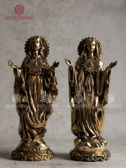 Sacred Jesus and Mother Mary Statue | Holy Family Christian Idol for Home & Church