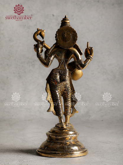 Standing Saraswati Idol | Brass Goddess Saraswati Statue with Veena for Home & Office Pooja