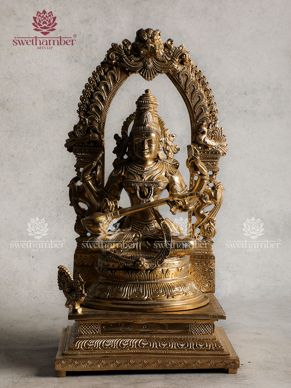 Bronze Saraswati Idol | Goddess Saraswati Murti for Knowledge & Wisdom