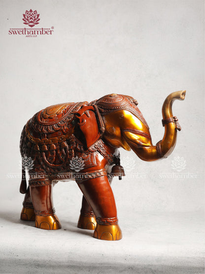 Brass Elephant In Copper & Gold Finish 21"