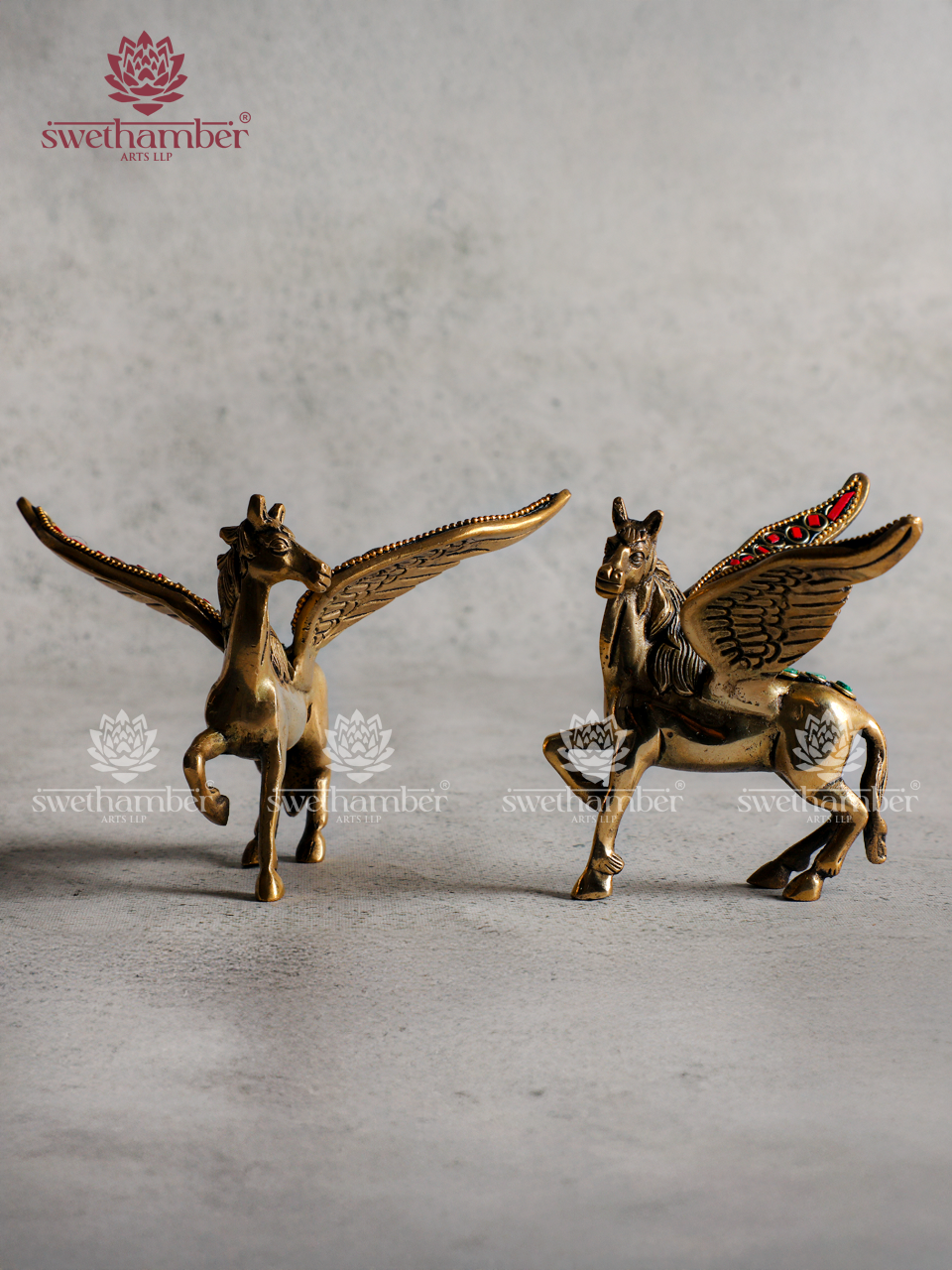 Brass Winged Horse Showpiece – Symbol of Power & Success