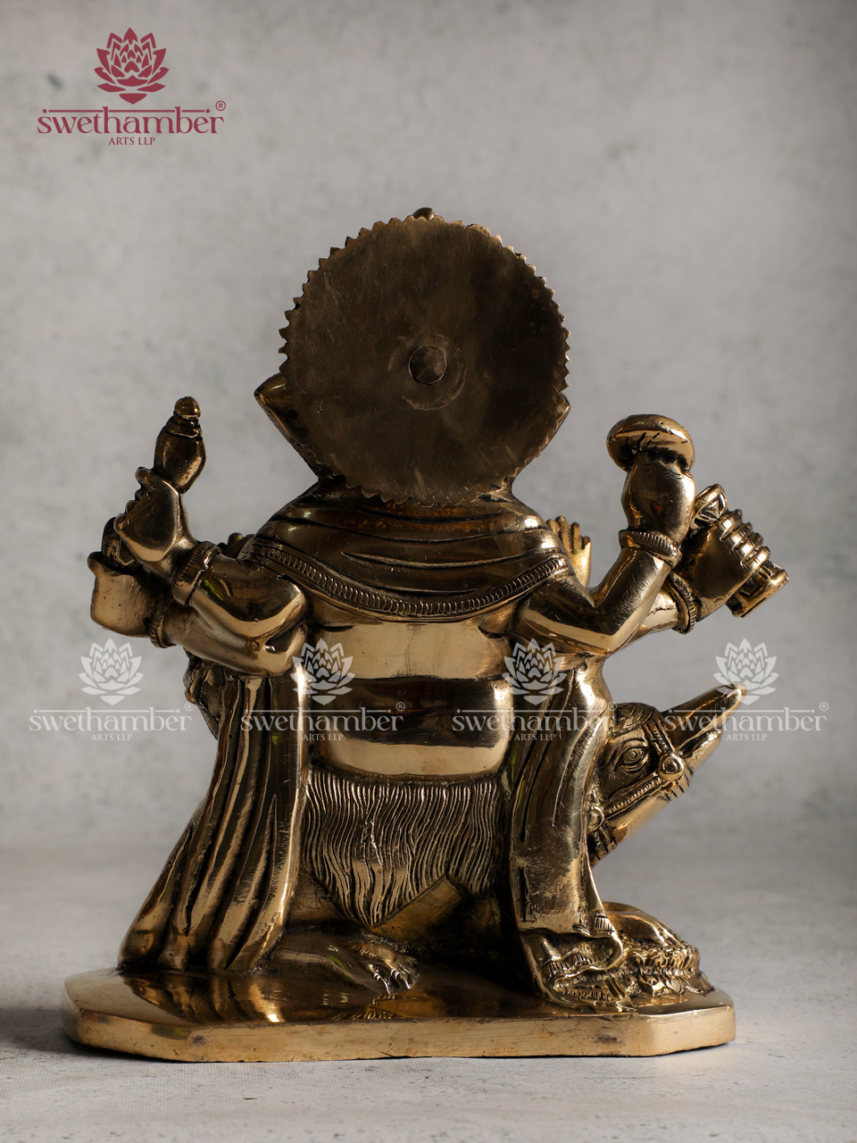 Brass Ganesha Idol Sitting on Mouse for Home & Office
