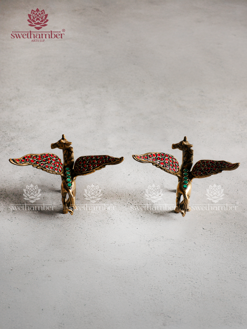 Brass Winged Horse Showpiece – Symbol of Power & Success