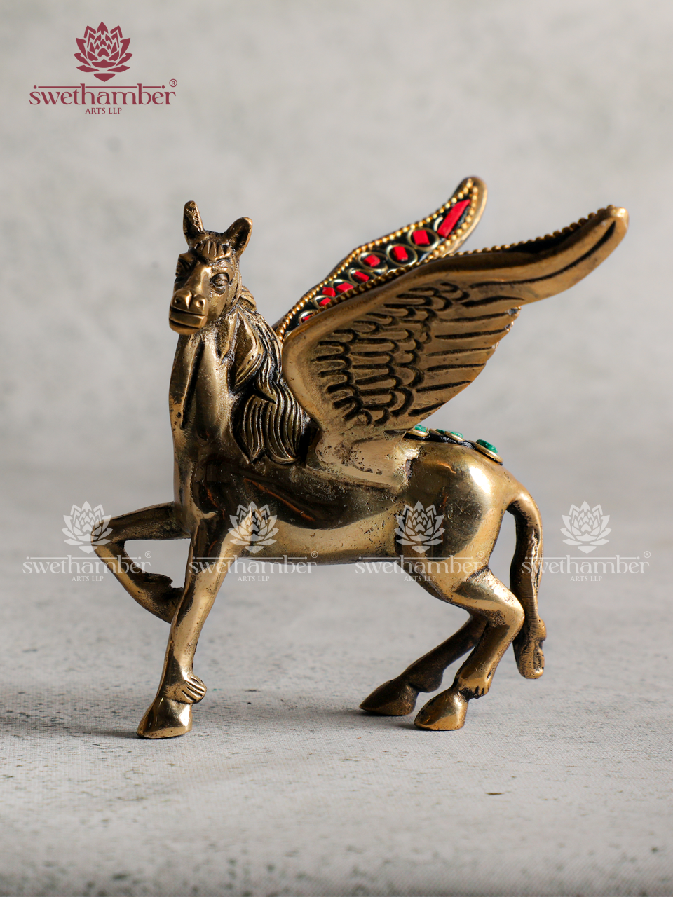 Brass Winged Horse Showpiece – Symbol of Power & Success