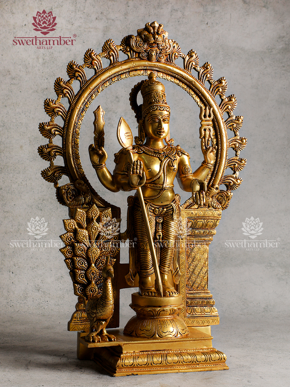 Lord Subramanya Brass Idol | Kartikeya God Sculpture for Pooja & Decor