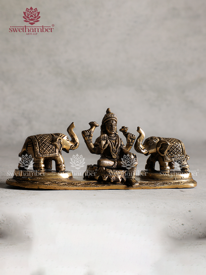 Goddess Gaj Lakshmi Brass Murti for Home Pooja