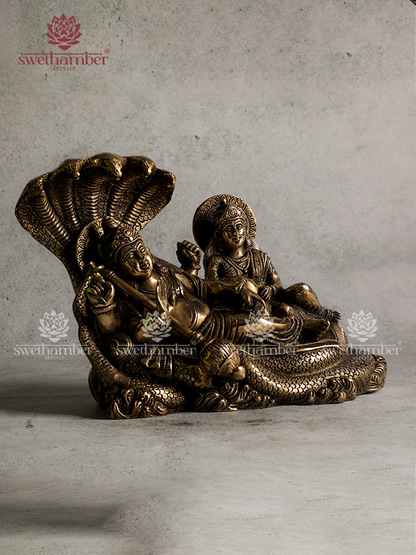 Sleeping Lord Vishnu Brass Statue | Vishnu on Sheshnag Idol