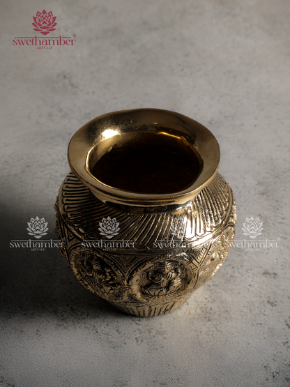 Brass Kalash with  Lakshmi Embossed Design | Premium Pooja Kalasam