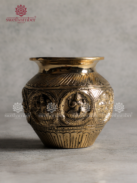 Brass Kalash with  Lakshmi Embossed Design | Premium Pooja Kalasam
