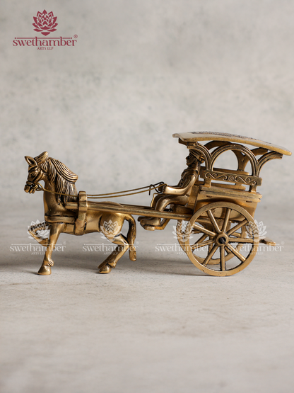 Antique Finish Brass Horse Cart | Vintage Home Decor Item