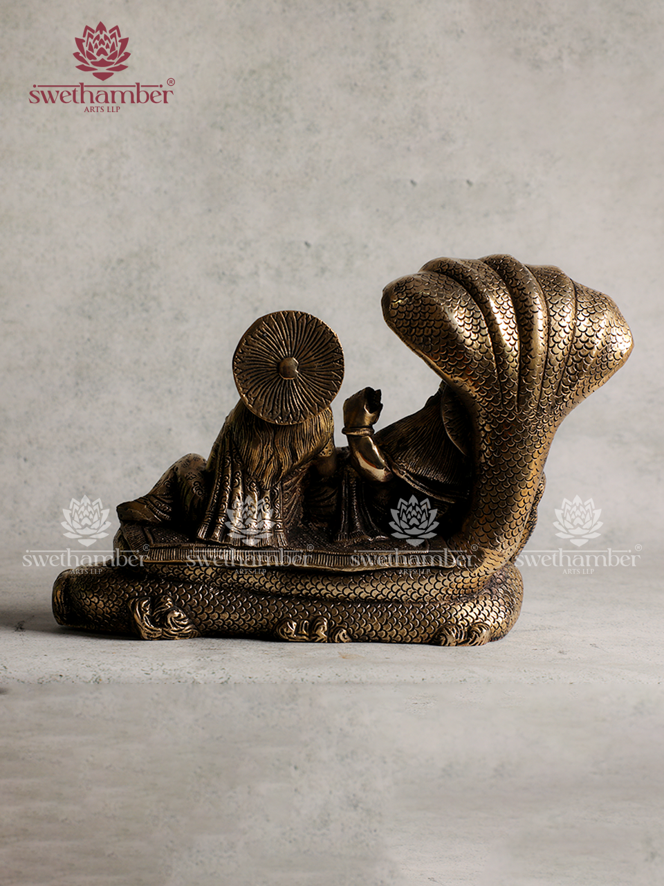 Sleeping Lord Vishnu Brass Statue | Vishnu on Sheshnag Idol