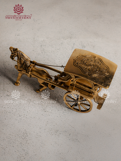 Antique Finish Brass Horse Cart | Vintage Home Decor Item