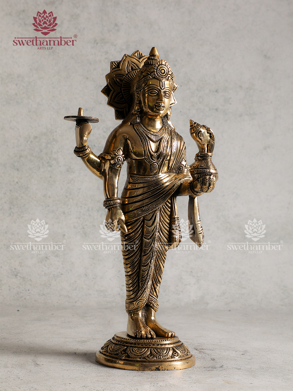 Brass Lord Dhanvantari Idol | God of Ayurveda Statue