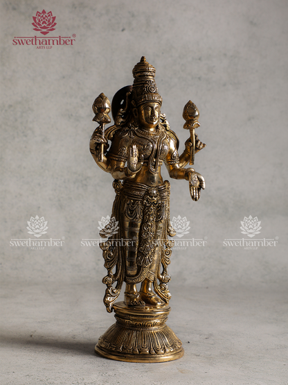 Antique Finish Brass Standing Lakshmi Statue