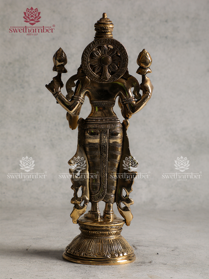 Antique Finish Brass Standing Lakshmi Statue