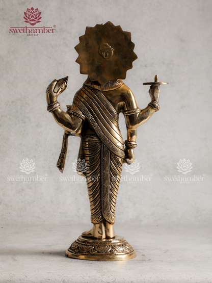 Brass Lord Dhanvantari Idol | God of Ayurveda Statue