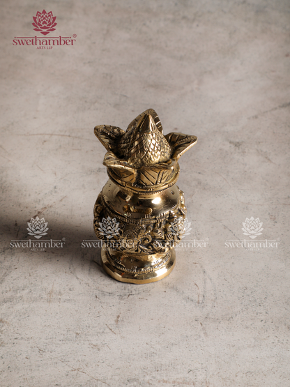 Antique Finish Brass Kalash with Coconut for Home & Temple
