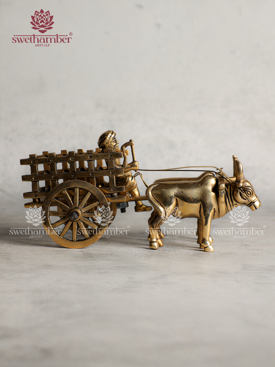 Brass Bullock Cart Showpiece for Home Decor