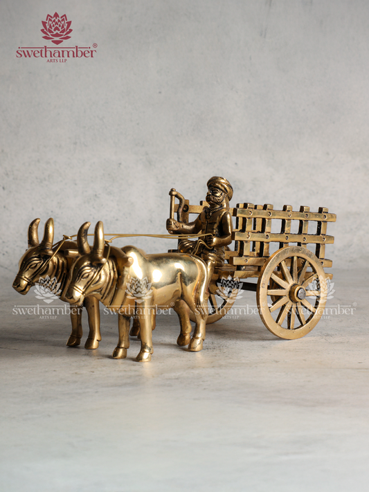 Brass Bullock Cart Showpiece for Home Decor