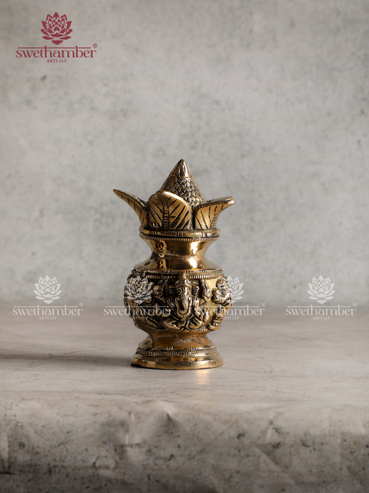 Antique Finish Brass Kalash with Coconut for Home & Temple