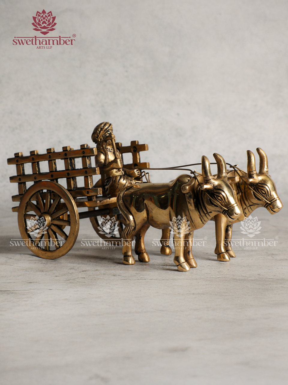 Brass Bullock Cart Showpiece for Home Decor